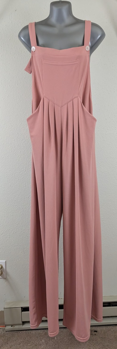 New Halara sz L Play It My Way Wide Leg Jumpsuit rose pink one piece 3177 - Picture 1 of 9